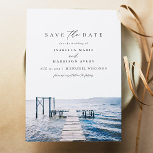 Invitation LAKE Pier Watercolor Wedding Enregistrer la date