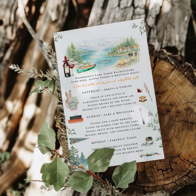 Invitation Lake Tahoe Bachelorette Weekend Itinerary  (Créateur téléchargé)