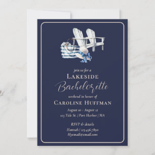 Invitation Lake Weekend Navy Blue Bachelorette Party