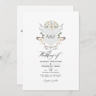 Invitation Lakeside Monogram Crest QR Code RSVP Mariage