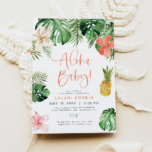 Invitation LALANI Tropical rose Hibiscus Luau Baby shower