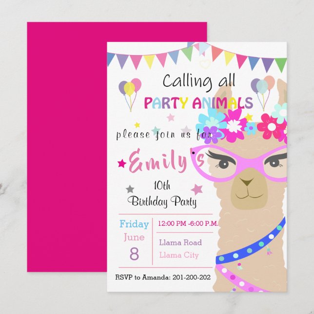 Invitation Lama de drame de mode (Devant / Derrière)