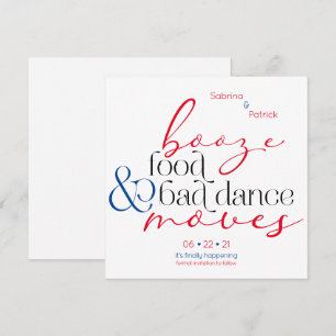 Invitation L'Amérique Booze Food Bad Dance se déplace Sauvez