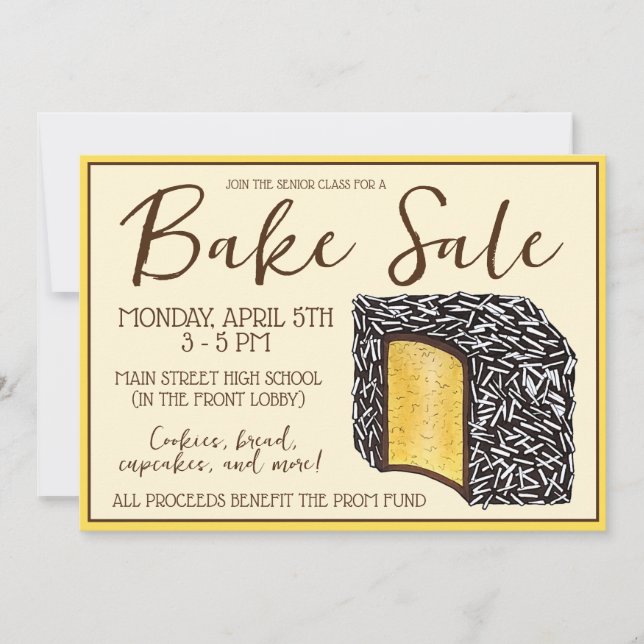 Invitation Lamington Australian Bake Sale Dessert Boulangerie (Devant)