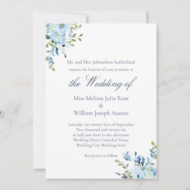 Invitation L'amour aquarelle est Patient Mariage chrétien (Devant)