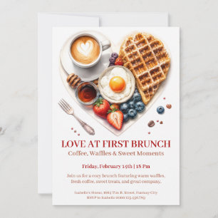 Invitation L'amour au premier brunch - Gaufres Café Petit-déj