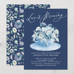 Invitation L'amour brasse Bleu Floral Bridal Thé Douche