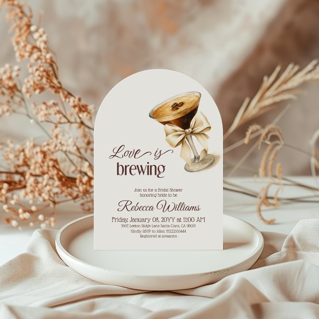 Invitation L'amour brasse Bow Espresso Martini Fête des marié (Créateur téléchargé)