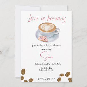 Invitation L'amour brasse, café douche nuptiale