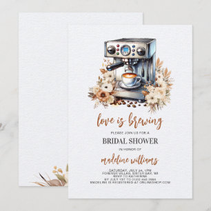 Invitation L'amour brasse du café Fête des mariées florale