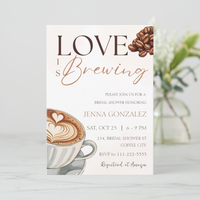 Invitation L'amour brasse du café nuptiale Couple Douche (Debout devant)