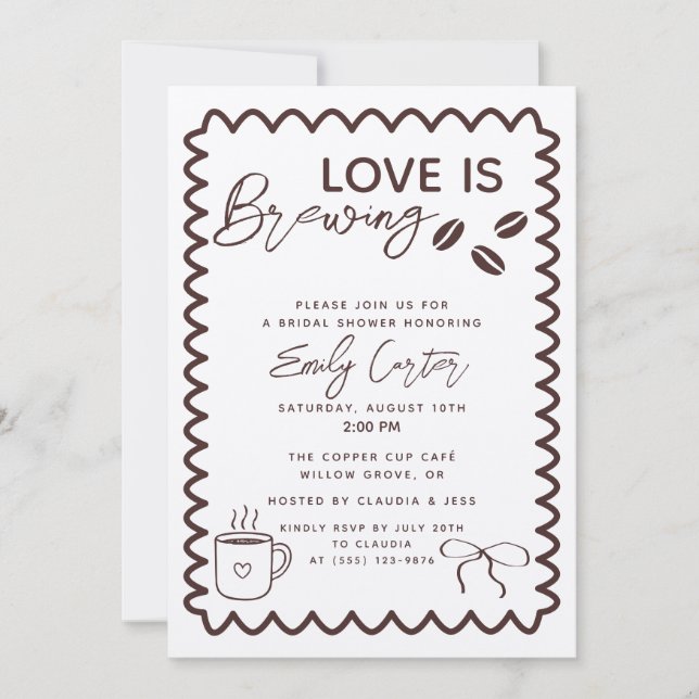 Invitation L'amour brasse du café Thème Fête des mariées (Devant)