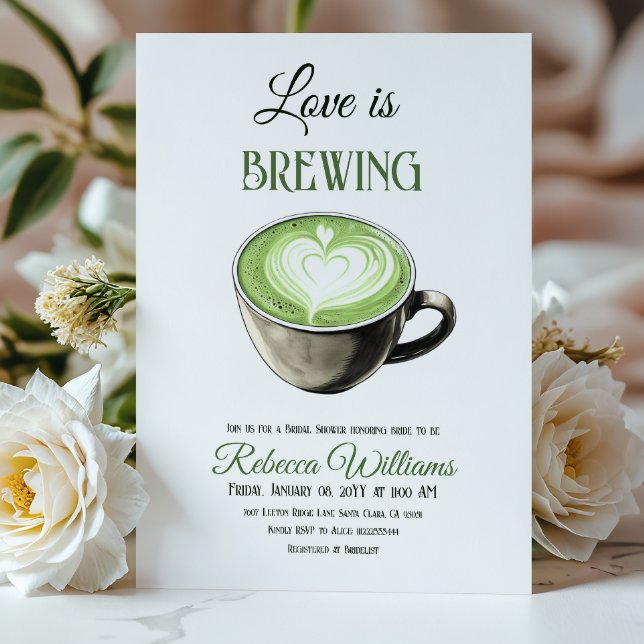 Invitation L'amour brasse du café Thème Matcha Fête des marié (Créateur téléchargé)