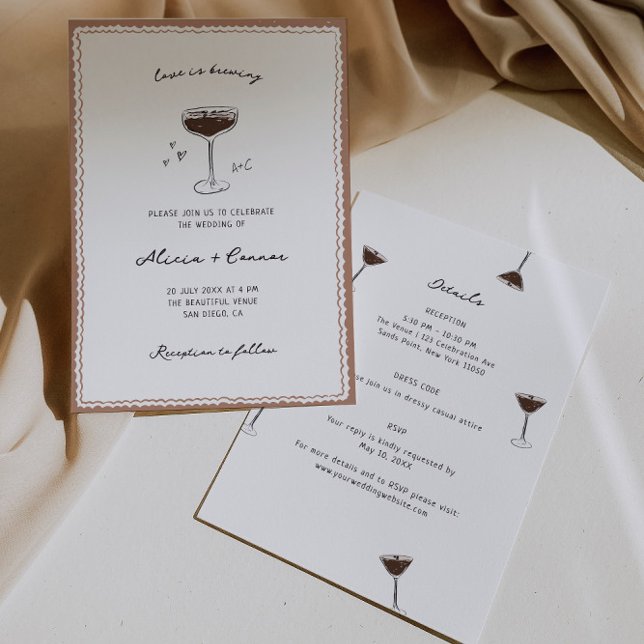 Invitation L'amour brasse Espresso Martini Mariage (Créateur téléchargé)