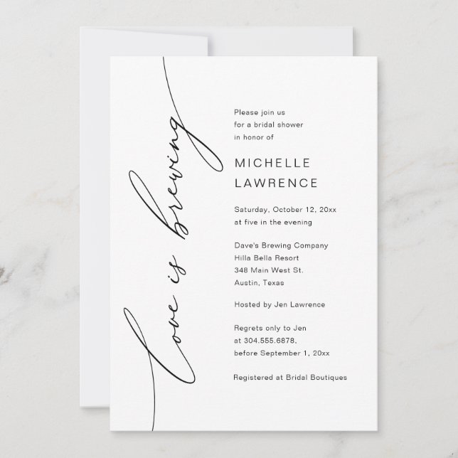 Invitation L'amour brasse, fête de la Fête des mariées (Devant)