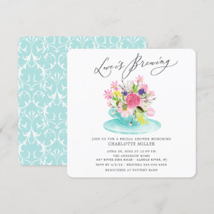 Invitation L'amour brasse Floral Bridal Tea Shower Invitatiat