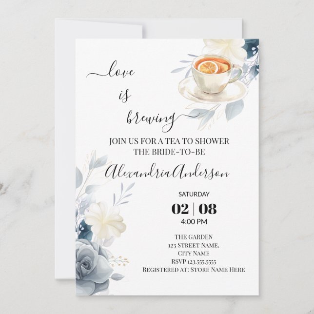 Invitation L'amour brasse la Fête des mariées Aquarelle Roses (Devant)