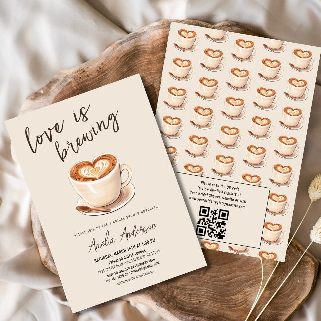 Invitation L'amour brasse la Fête des mariées de café (Créateur téléchargé)
