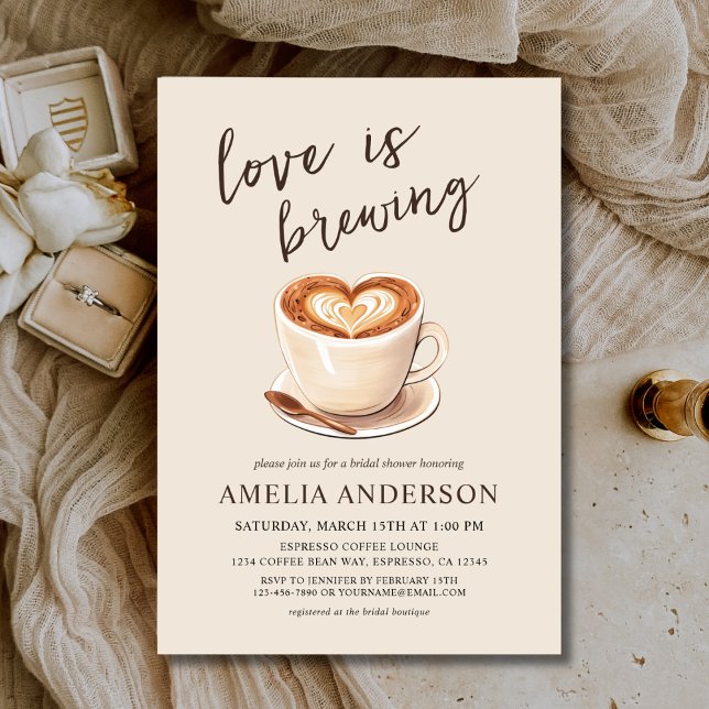 Invitation L'amour brasse la Fête des mariées de café (Créateur téléchargé)