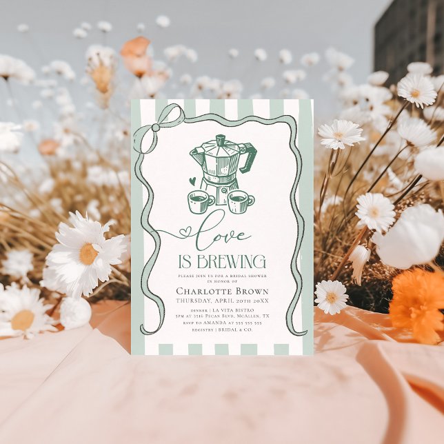 Invitation L'amour brasse la Fête des mariées de café moderne (Créateur téléchargé)