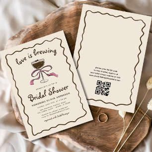 Invitation L'amour brasse la Fête des mariées Espresso Martin