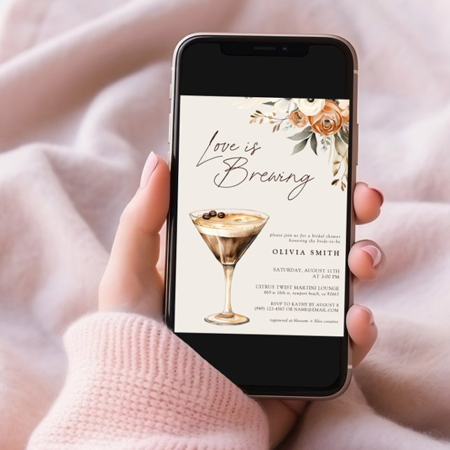 Invitation L'amour brasse la Fête des mariées Espresso Martin (Créateur téléchargé)