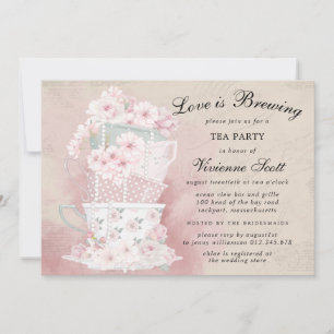 Invitation L'amour brasse la Fête des mariées Teacup Vintage
