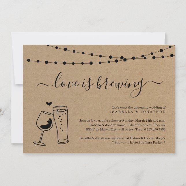 Invitation L'amour brasse les couples nuptiale douche Invitat (Devant)