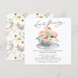 Invitation L'amour brasse rose Floral Bridal Tea Shower Invi