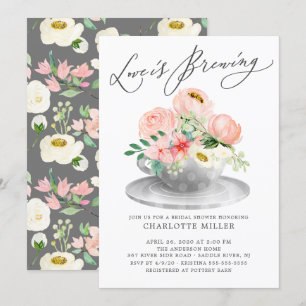 Invitation L'amour brasse rose Floral Bridal Tea Shower Invi