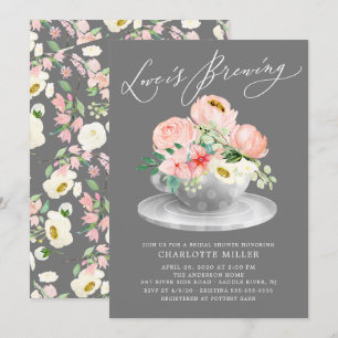 Invitation L'amour brasse Rose Floral Douche Thé nuptiale