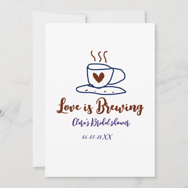 Invitation L'amour brun bleu brun douche nuptiale ajouter nom (Devant)