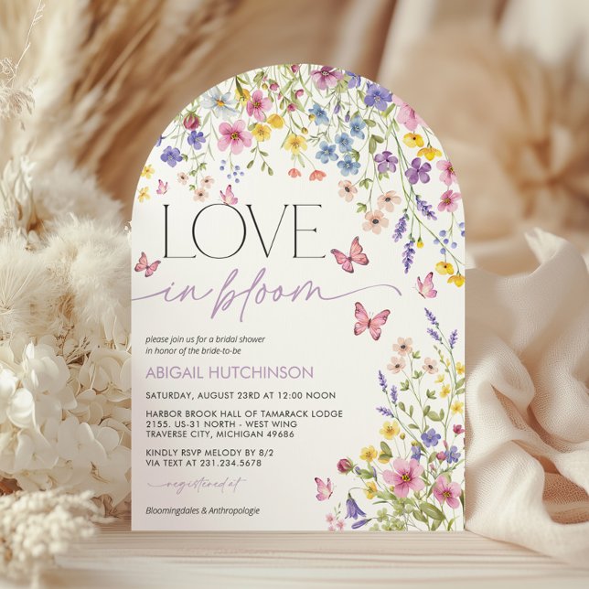 Invitation L'amour dans la Fête des mariées papillon en fleur (Love in Bloom Butterfly Bridal Shower Arch Invitation)