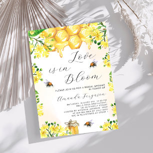 Invitation L'amour dans la floraison fleurie jaune Fête des m