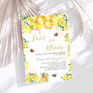 Invitation L'amour dans la floraison fleurie jaune Fête des m