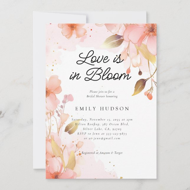 Invitation L'amour dans la floraison nuptiale de douche Invit (Devant)