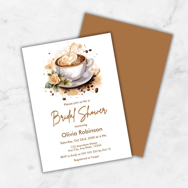 Invitation L'amour de café floral est en train de se préparer (Coffee Floral Love is Brewing Bridal Shower Invitation )
