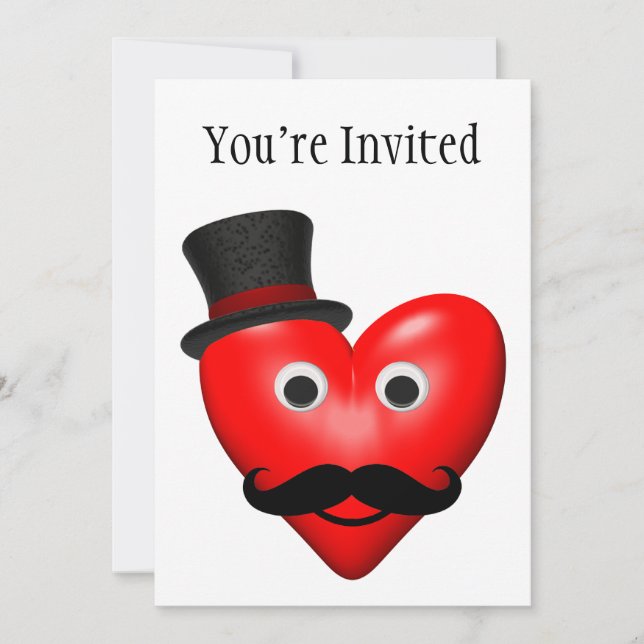 Invitation L'Amour De La Moustache Avec Le Tophat (Devant)