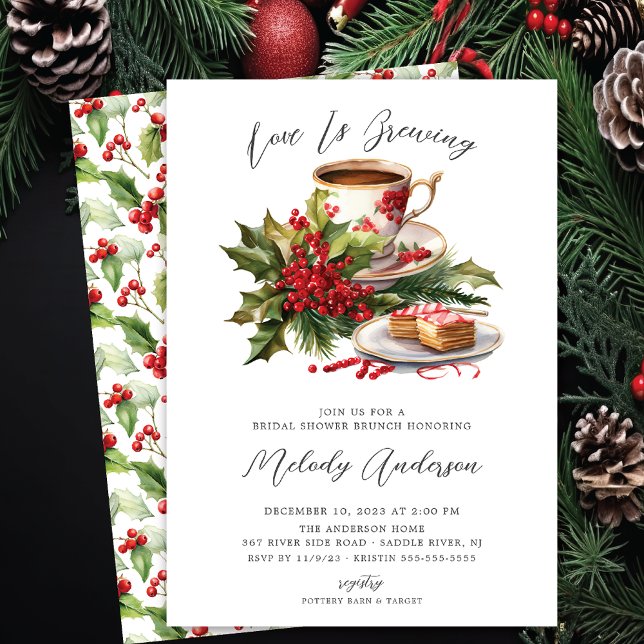Invitation L'amour de Noël brasse la Fête des mariées (Créateur téléchargé)