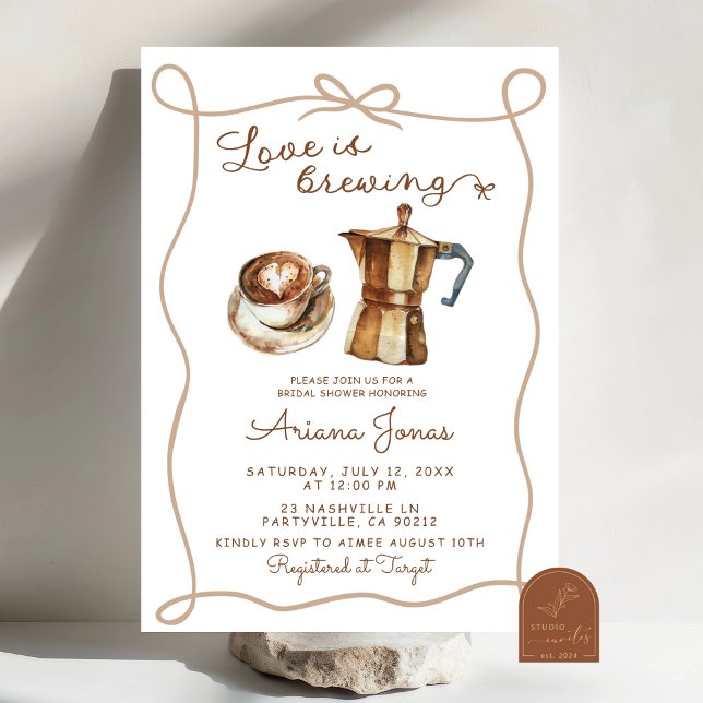 Invitation L'amour du café brasse la Fête des mariées (Créateur téléchargé)