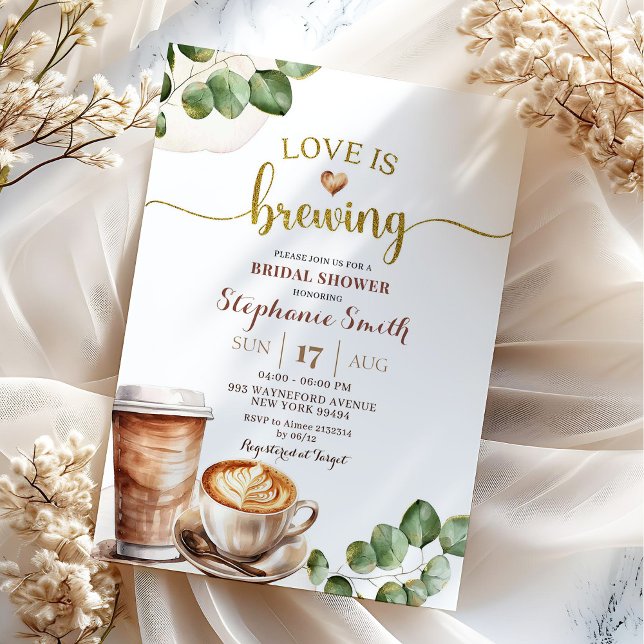 Invitation L'amour du café est en train de se préparer pour l (Créateur téléchargé)
