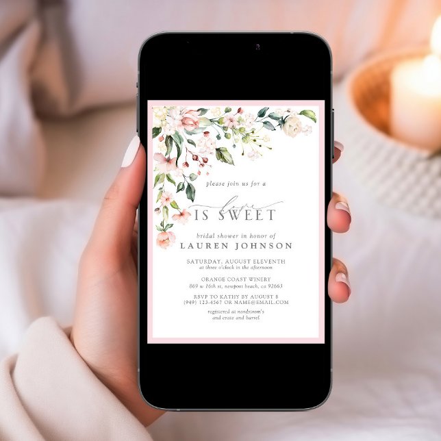 Invitation L'Amour Élégant Est Une Fête des mariées Florale R (Créateur téléchargé)