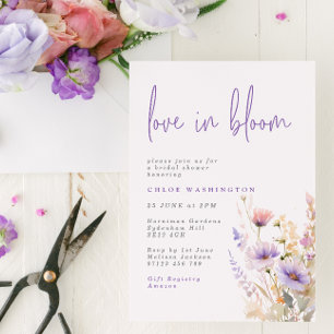 Invitation L'amour en fleur de fleurs sauvages de Lilac Fête