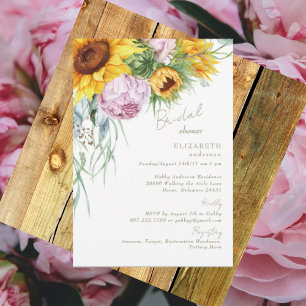 Invitation L'Amour en Fleur Tournesols Pivoines Baby Shower