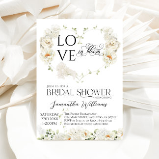 Invitation L'amour en fleurs Fête des mariées du coeur floral