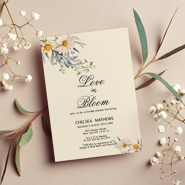 Invitation L'amour en fleurs Fête des mariées fleur sauvage b (Love In Bloom botanical wildflowers Bridal Shower)
