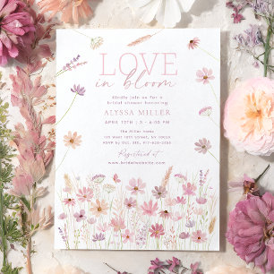 Invitation L'amour en fleurs Fleur sauvage rose Fête des mari
