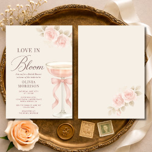 Invitation L'amour en fleurs Mariage Fête Rose Champagne Ruba