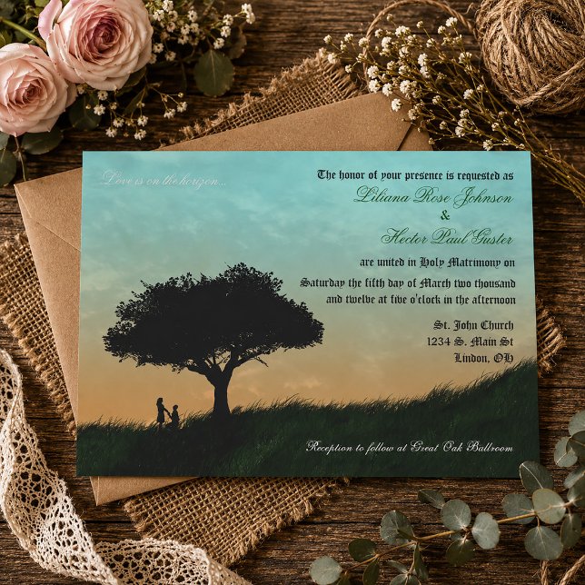 Invitation L'amour est à l'horizon Mariage Coucher de soleil  (Love is on the Horizon Sunset Wedding Invitation)