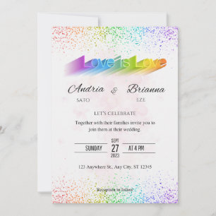 Invitation L'amour est amour Rainbow gay mariage